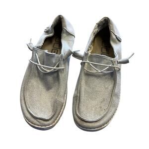 Hey Dude Wendy Metallic Silver Slip On Loafer Shoes Size 8